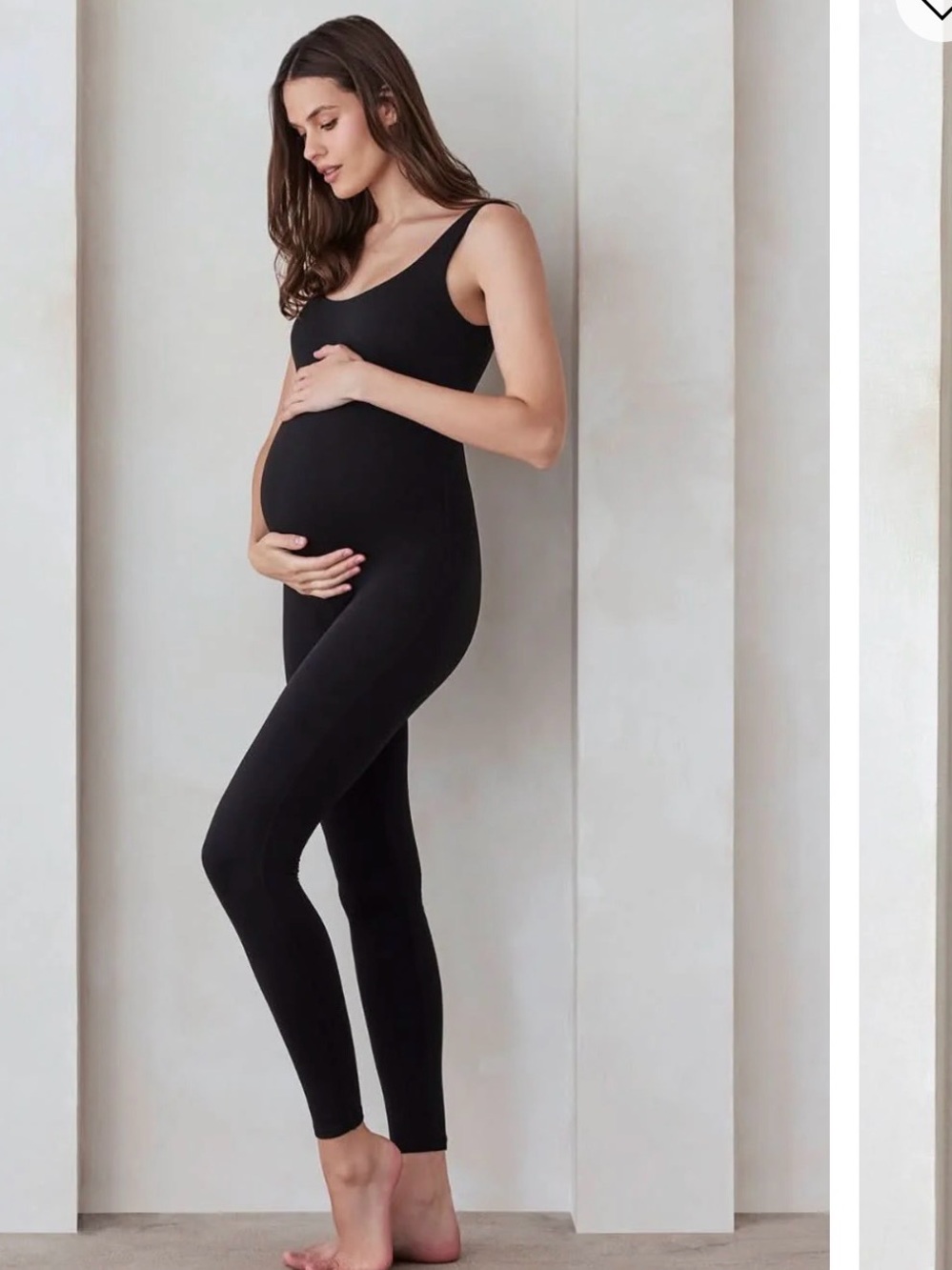 Maternity Black Seamless Tank Jumpsuit - Sleek Supportive Fit